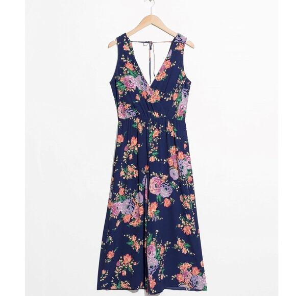 & OTHER STORIES Floral Open Back Culotte Jumpsuit Sz 4 - Picture 3 of 8